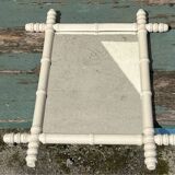 Vintage wooden turned mirror, white, rectangular, 1940s.