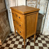 Small Art Deco chest of drawers with 3 drawers in light oak.