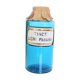 Fine pharmacy bottle XIxth, rare, blue glass and porcelain label, antique, vintage