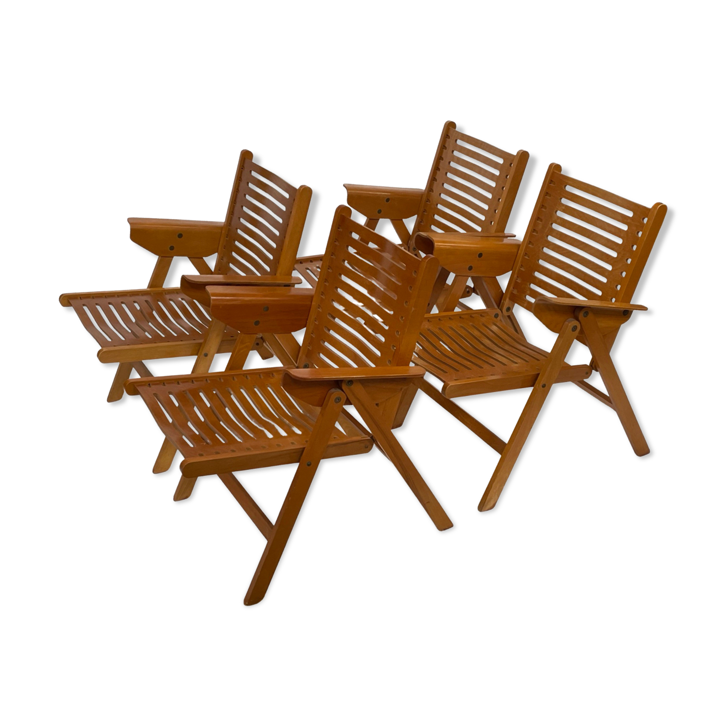 Vintage set of four Rex Plywood folding chairs by Niko Kralj design 1950