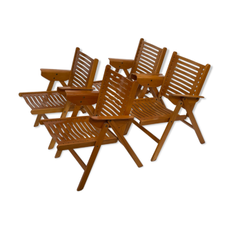 Vintage set of four Rex Plywood folding chairs by Niko Kralj design 1950