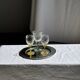 Round silver-plated tray with a wide gold border D30 H2