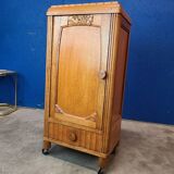 Art Deco serving trolley, cupboard on wheels in light wood.
