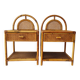 Paire de tables de chevet cannage et rotin Italy 1970