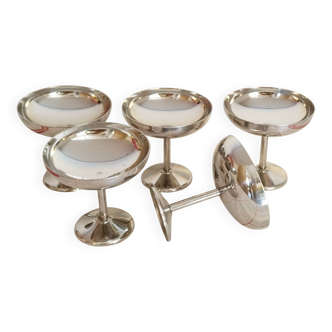 Set of 5 ice cream cups on a stand, in 18/10 stainless steel. (ref 5)