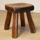 Vintage brutalist low stool in solid ash, 1960s