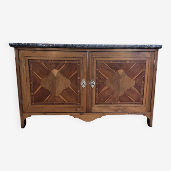 Louis XVI period low buffet in marquetry