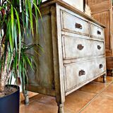 Antique commode, patinated, blue-grey Tuscany.