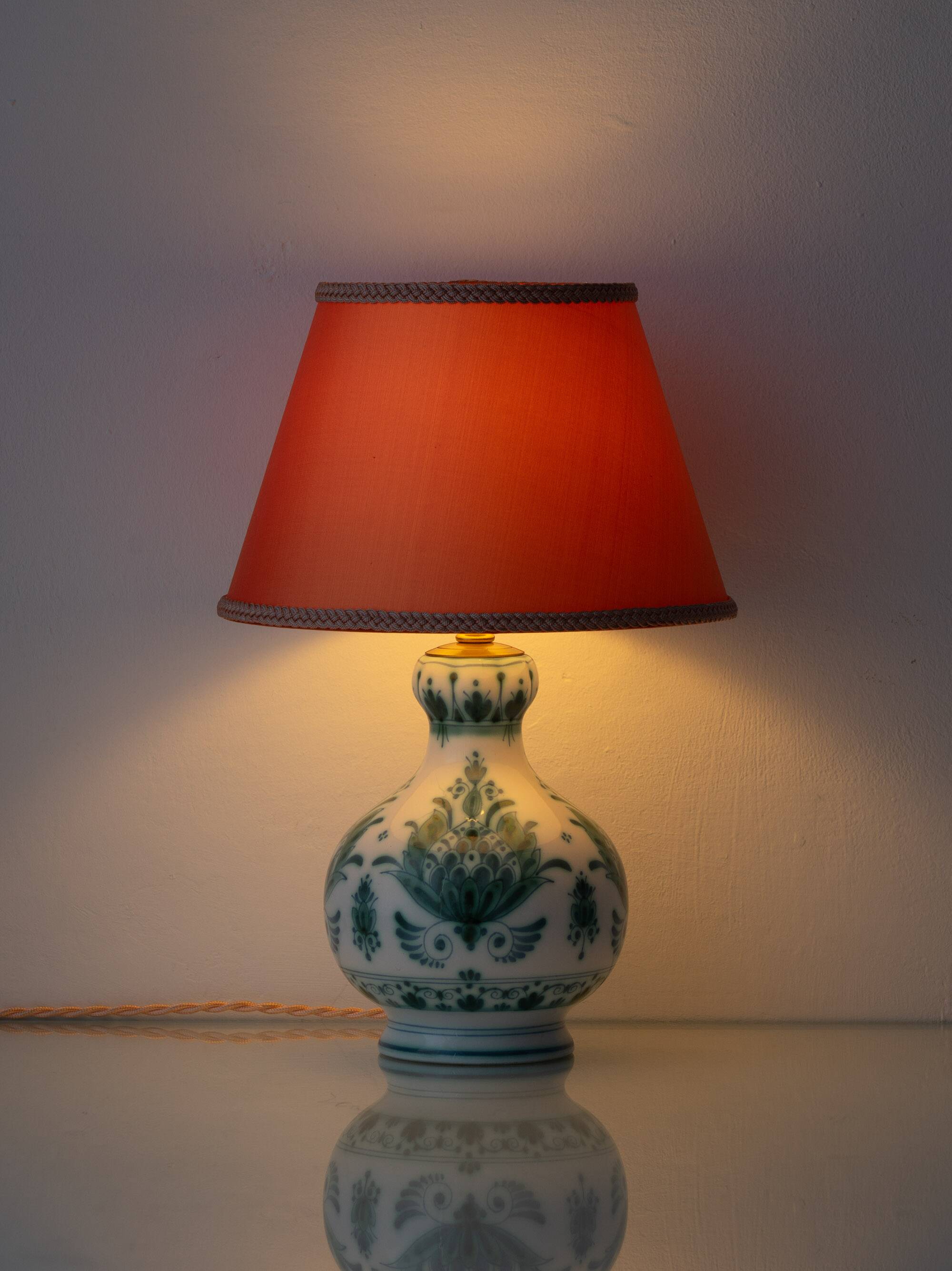 Lampe de table en céramique botanique Delvert Teal Royal Delft, 1970