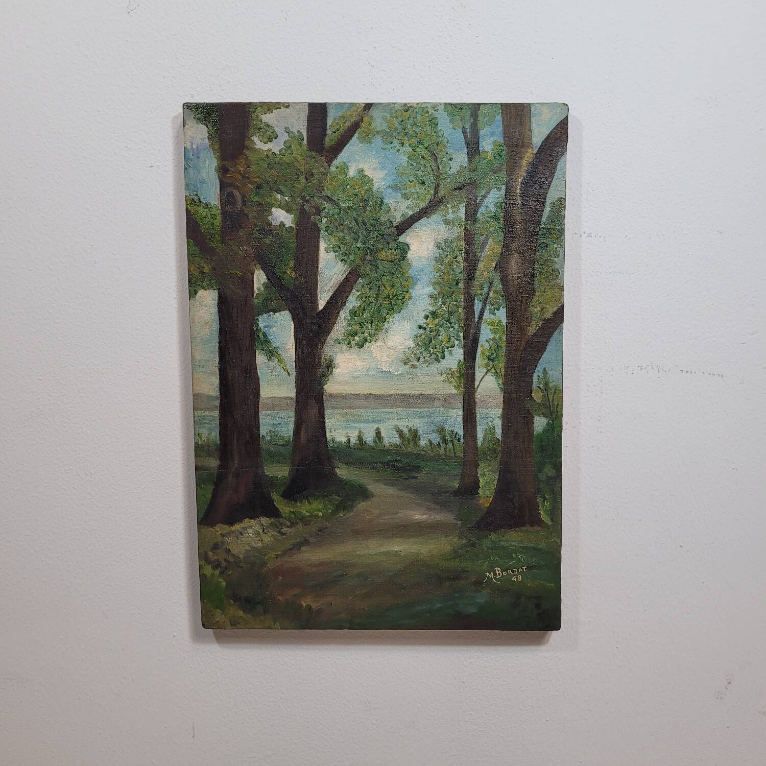 Painting old landscape painting 1948 signed M.Bordat