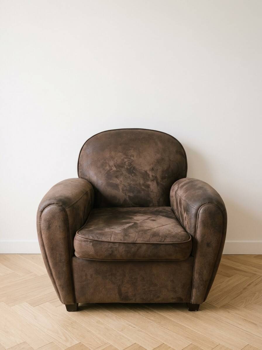 Vintage retro brown fabric club chair