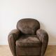 Vintage retro brown fabric club chair