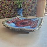 Dish on feet or storage compartment in enameled stoneware signed gerard tridot france