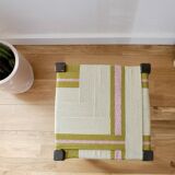 Wooden stool. Vintage stool. woven stool