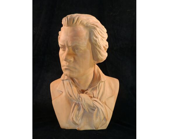 Buste en terre cuite de Beethoven signé R.d'arly paris