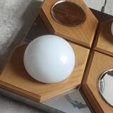 Geometric chrome and wood wall light