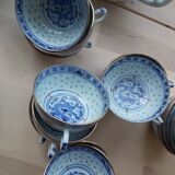 Vaisselle chinoise en porcelaine dite graine de riz  des années 50