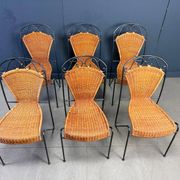 Chaises en osier par Frederick Weinberg, années 1960, ensemble de 6