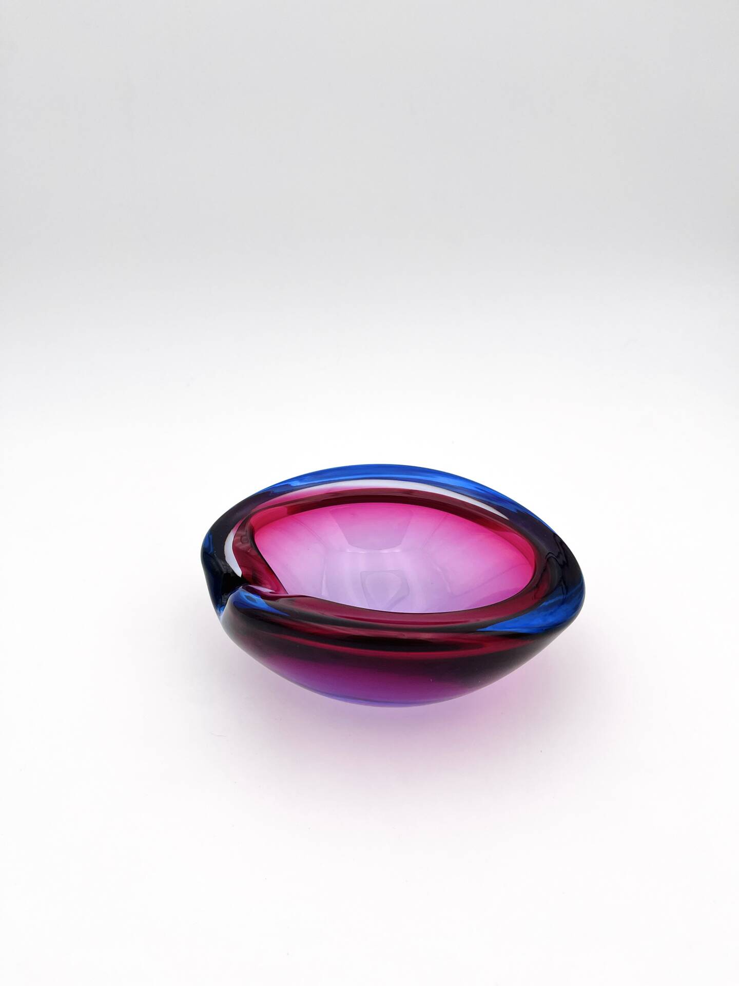 Pocket Glass Murano Flavio Poli Sommerso Fuchsia Blue 17cm