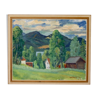 Swedish Mid-Century Oil On Canvas" Gopsus Mora" By Knut Sundgren (1923–2000) - Vintage & Framed