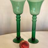 Pair of XXL candle holders in blown glass