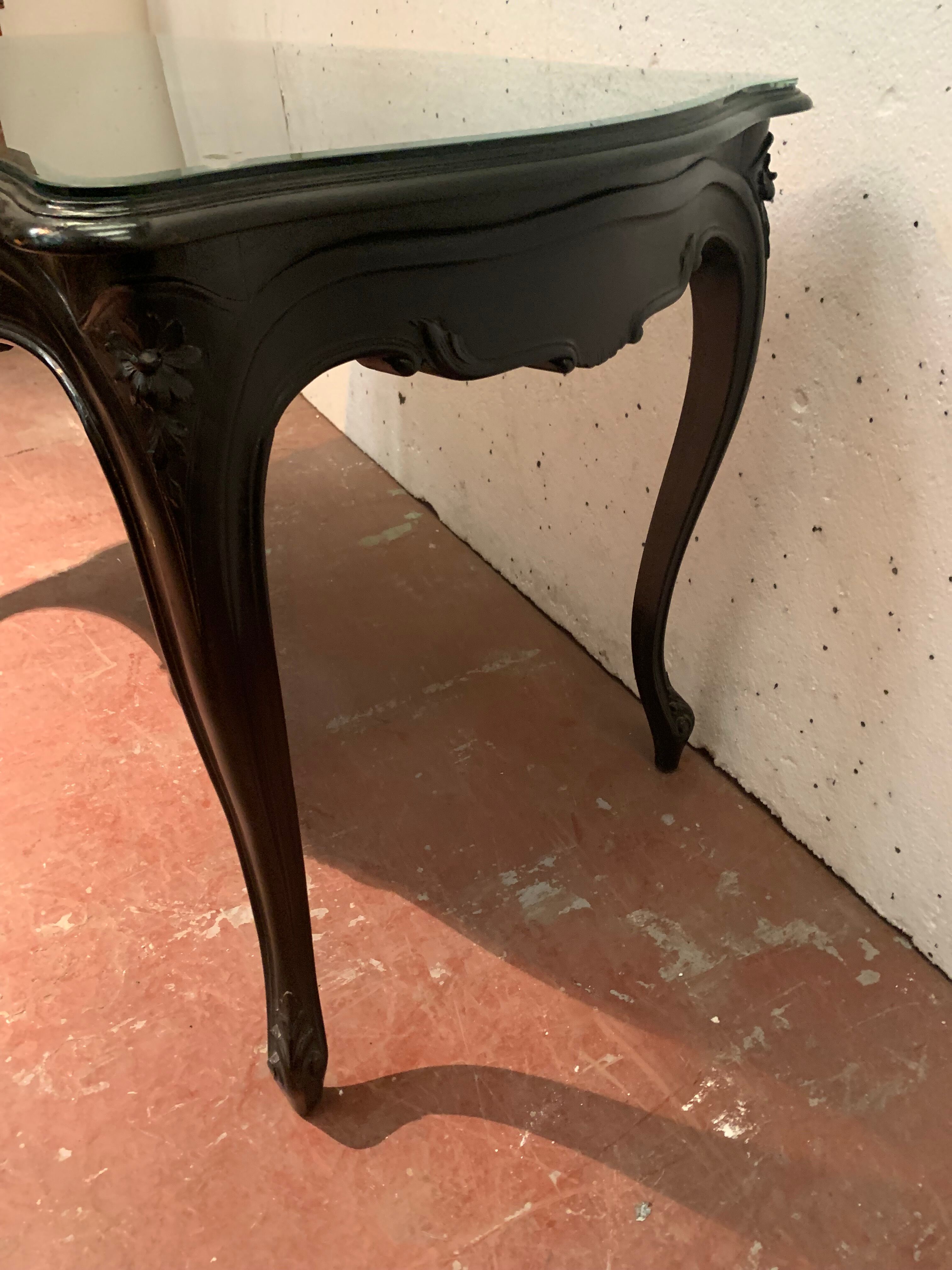 Louis XV style desk in black wood Napoleon III, XIX century