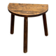 Large three-legged solid wood half-moon stool