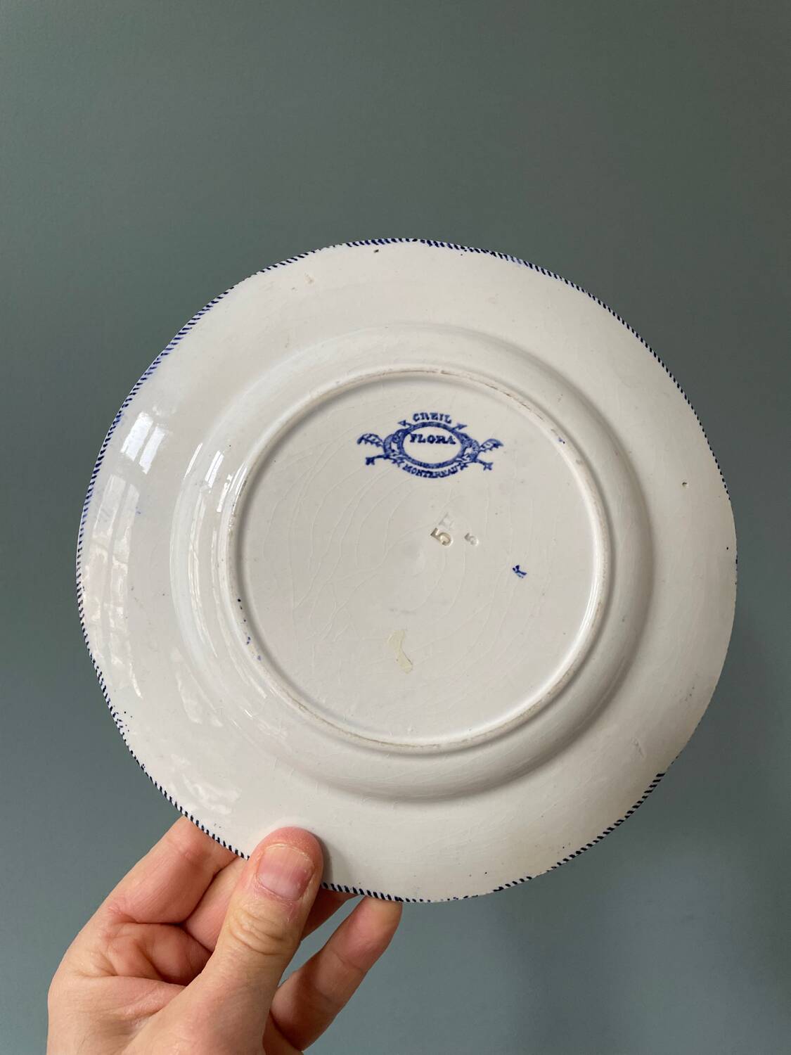 Series of 9 Creil Montereau plates, Flora model