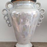 Pair of peacock vases by Hubert Bequet - Pearly ceramic - Belgium - 60s