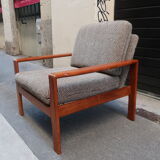 Scandinavian armchair in teak and fabric of the 60s
