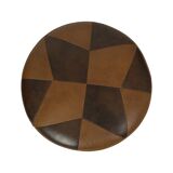 Round Vintage Pouf Brown Star Motif Skai Sixties