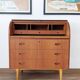 Bureau secrétaire à cylindre teck midcentury