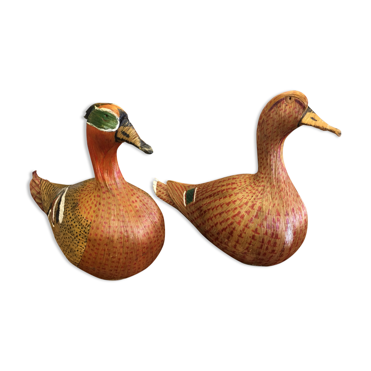Duo of wicker ducks