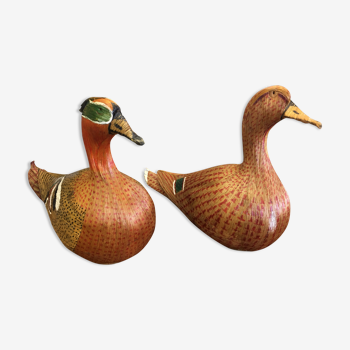 Duo of wicker ducks