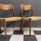 Niels Otto Moller teak and paper cord chairs, model 71