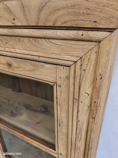 Buffet vitrine en chêne – 2 portes avec vitres