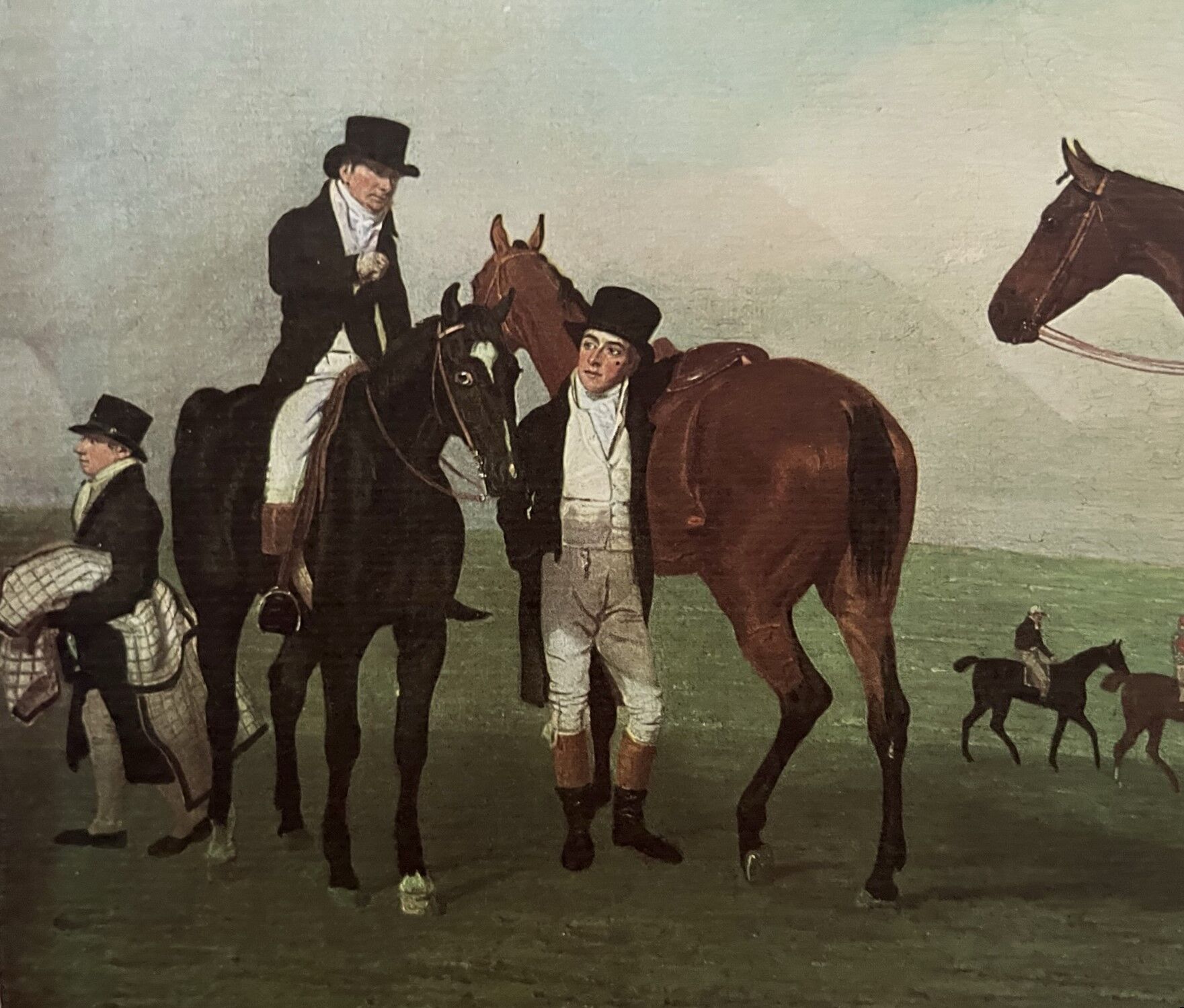 English watercolor reproduction of 20th century equestrian horse