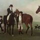 English watercolor reproduction of 20th century equestrian horse