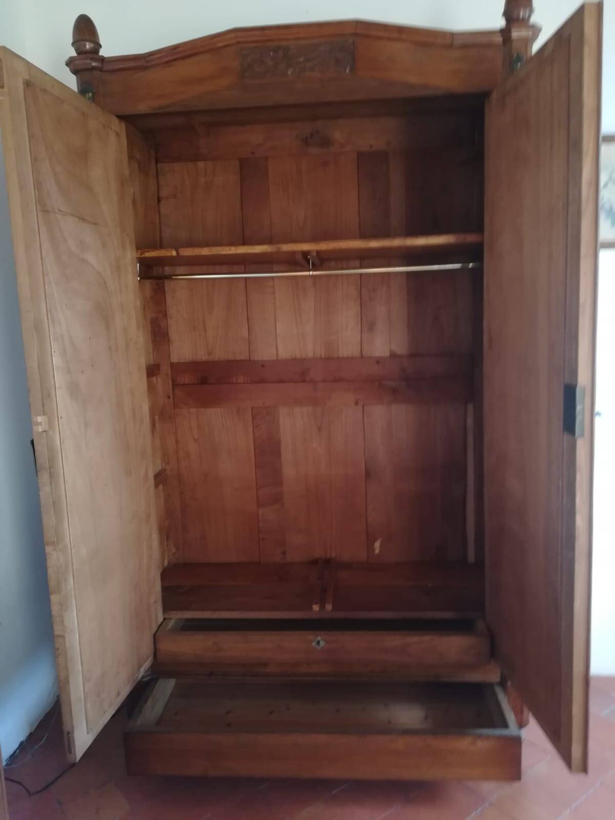 Antique solid wood wardrobe with mirrors