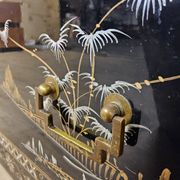 Vintage Chinese lacquer secretary desk with mother-of-pearl