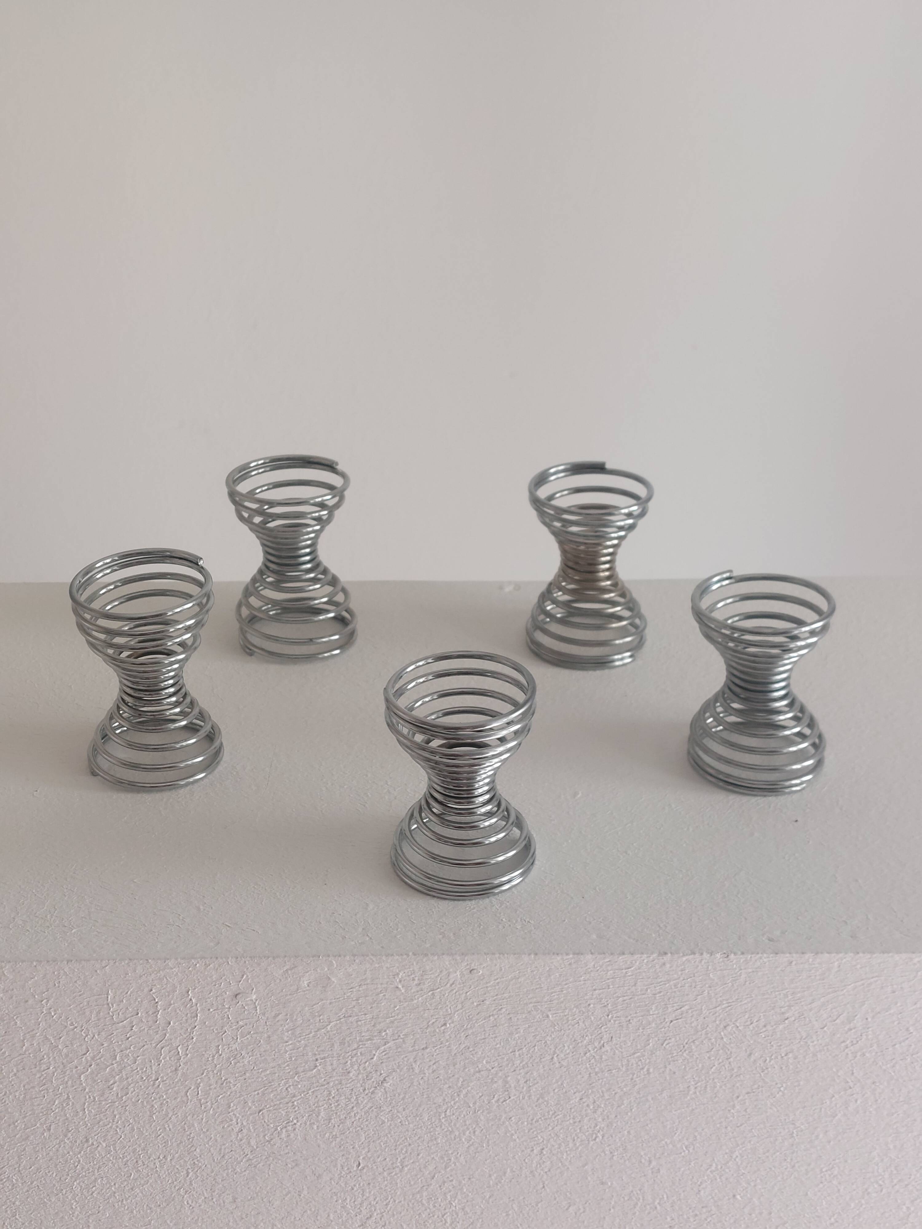 Ensemble de 5 coquetiers vintage postmodernes décor spirale style Memphis