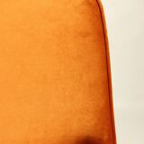 Vintage Lounge Chair Burt Orange by J. Chierowski, 1960, Scandinavian Design Velvet Fabric