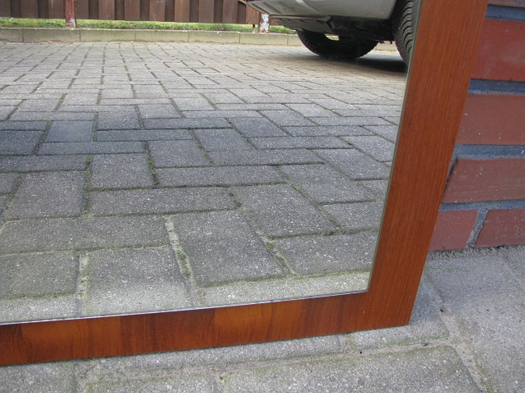 Miroir vintage en teck Danemark 1970 - 49x49cm