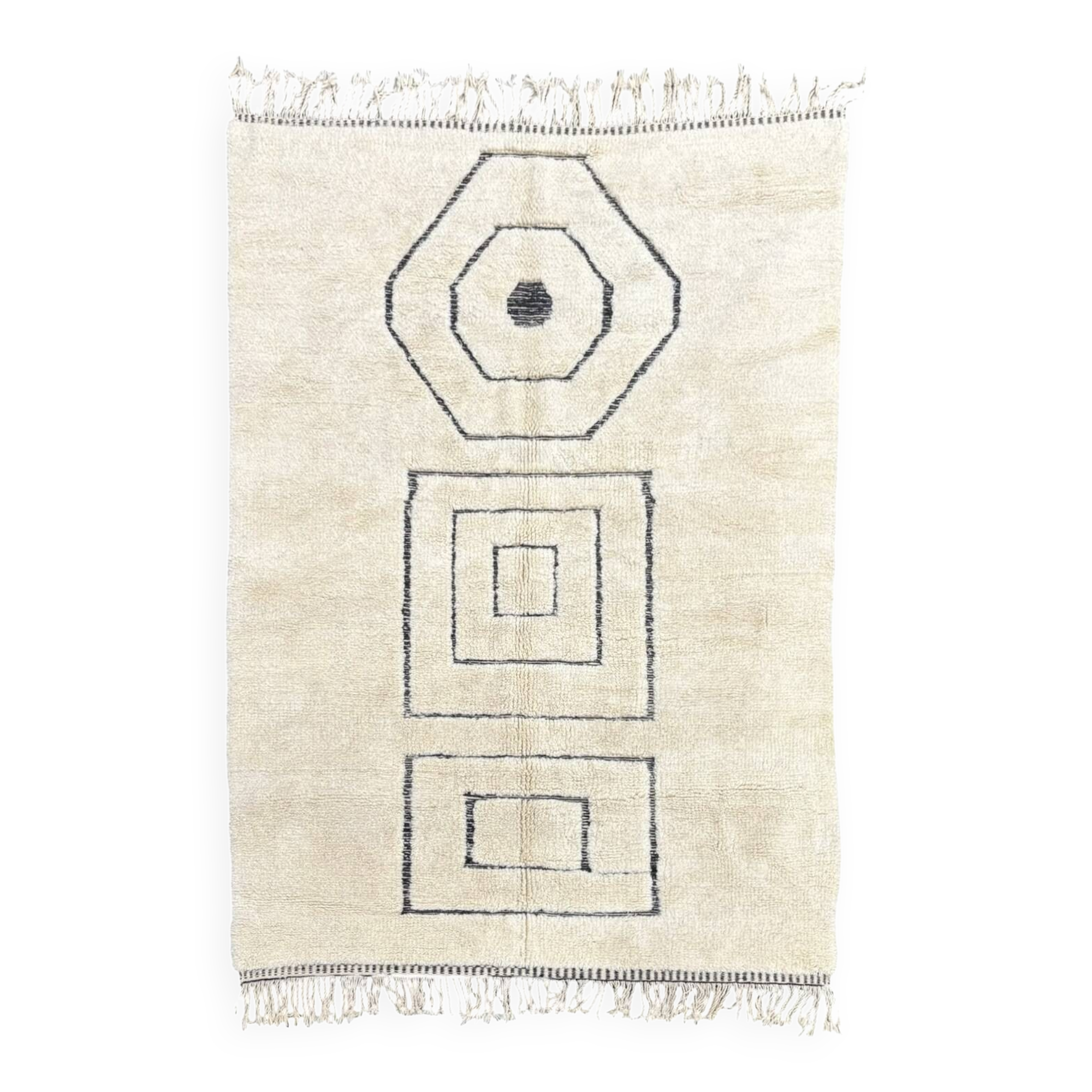 White Mrirt rug in wool 180×270 cm