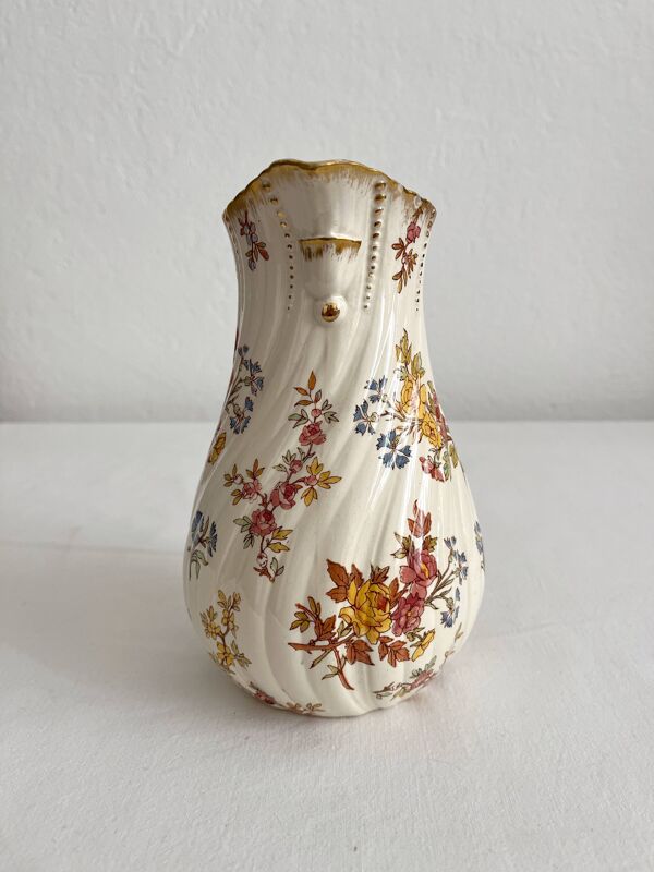 Pot à lait pichet en terre de fer polychrome ''Louis VX'' U&C Sarreguemines