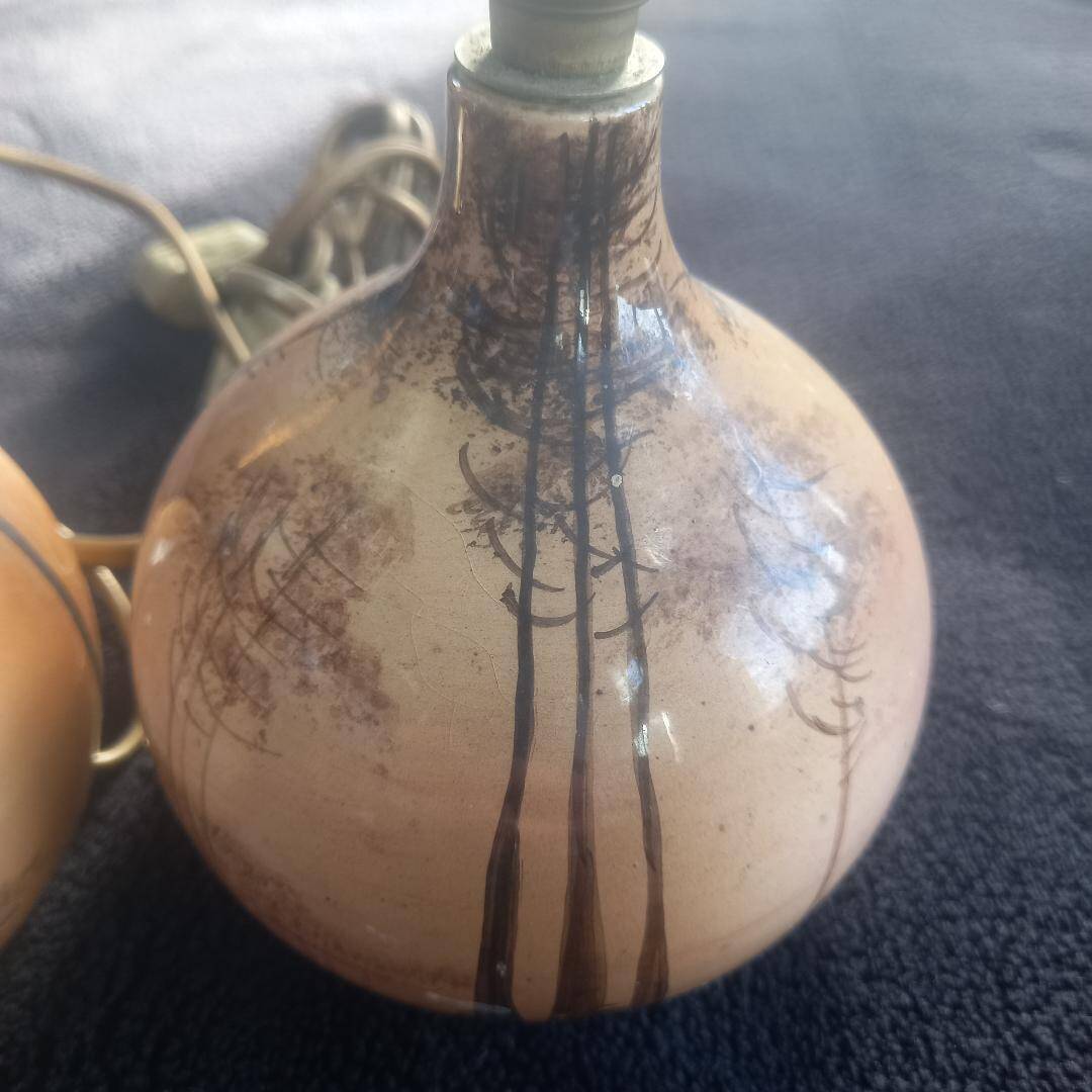 2 small old bedside lamps from Saint Jean du Desert or Berty, unsigned