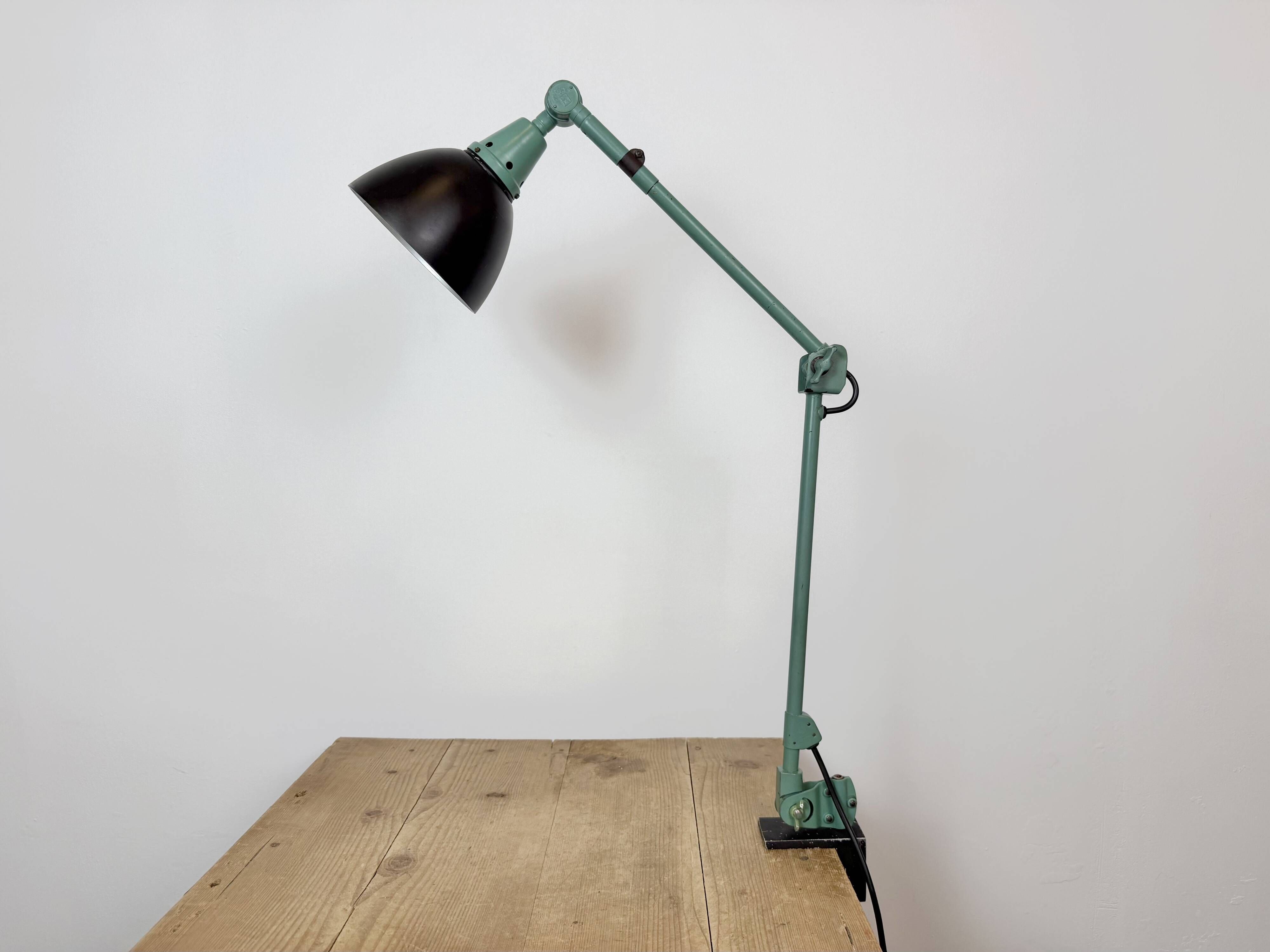 Green Industrial Workshop Desk Lamp by Curt Fischer for Midgard, 1950s