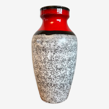 Vase 1159/45 d’Ü-Keramik Uebelacker, poterie d’art ouest-allemande rouge, noire et grise
