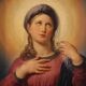 19th century panel painting, Virgin Mary in contemplation