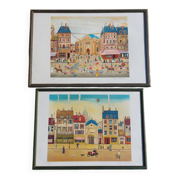 Framed lithographs of Paris